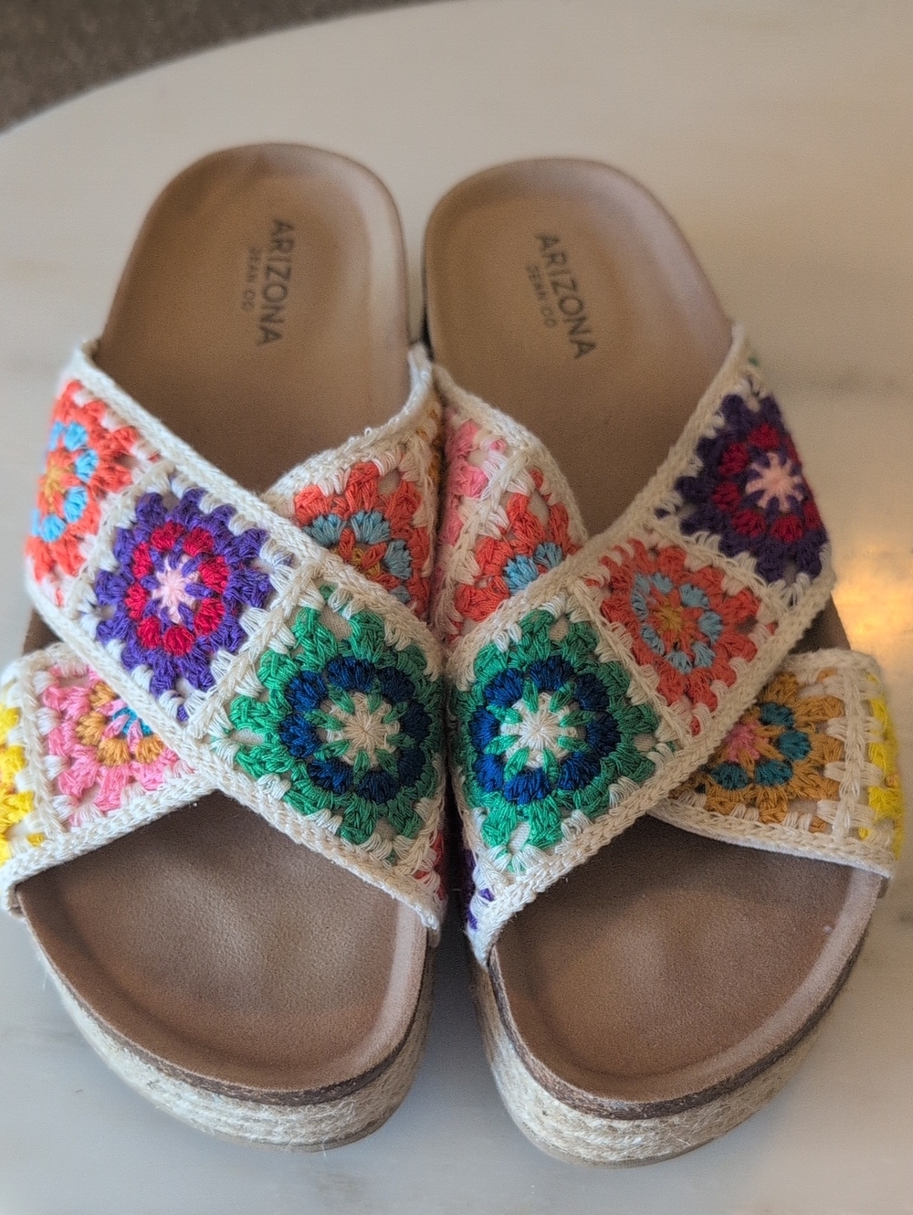 Arizona Jean Company Multi-Color Crochet Crossband Sandals - Women